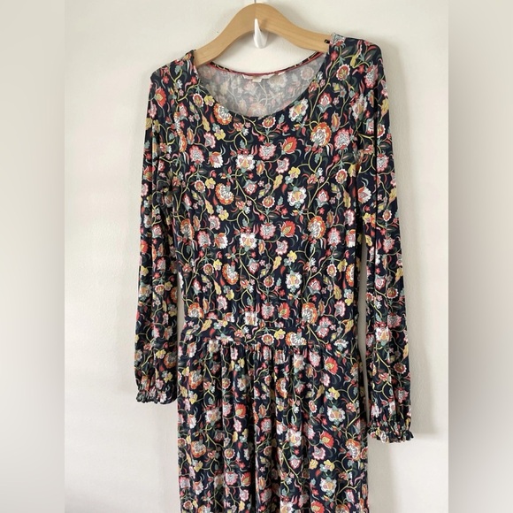 Boden Amelie Floral Long Sleeve Midi Dress, Empire Waist Navy - Picture 6 of 10